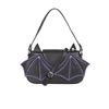 Afbeelding van Banned | Handtas zwart paarse Batwing Charm met vleermuis vleugel