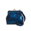 Afbeelding van Banned | Vintage Tealblue American, handtas met klipsluiting