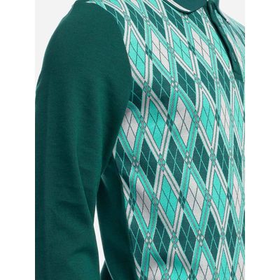 Foto van ATO Berlin | Polo Enne, lange mouw groen mint retro jacquard patroon
