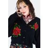 Afbeelding van Jawbreaker | Oversized zwarte cardigan met grote rode rozen borduursel