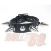 Afbeelding van Bullet69 | Verstelbare zwart leren armband met hexagon spikes en conical studs