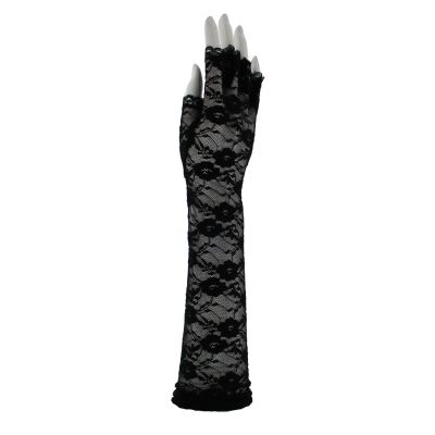 Foto van Zacharia | Lange vingerloze zwarte kanten handschoenen
