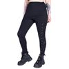 Afbeelding van Vixxsin | Miniskirt look legging Ina, zwart met oogjes lace en fluwelen strik