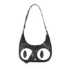 Afbeelding van Banned | Black Witching Cat schoudertas met grote ogen en oortjes