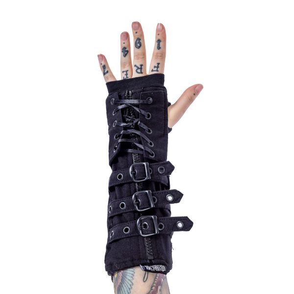 Poizen Industries | Armwarmers Astorath, met rits gespen en veter