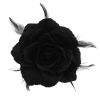Afbeelding van Zacharia | Zwarte roos met glitter en veertjes op haarclip, broche en elastiek