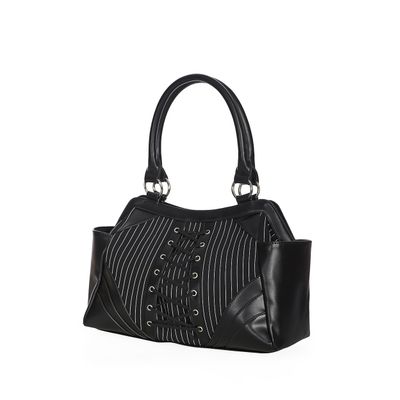 Foto van Banned | Handtas Black Core met pinstripe en corset detail
