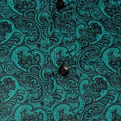 Foto van Chenaski | Retro overhemd, dark paisley turquoise navy
