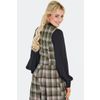 Afbeelding van Voodoo Vixen | Groen geruit Western gilet met knopen en roze rozen borduursels