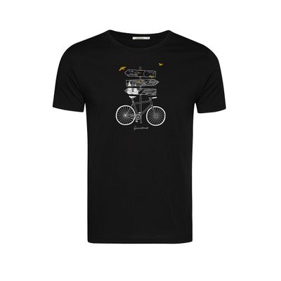 Foto van Green Bomb | T-shirt Bike outdoor print, zwart bio katoen