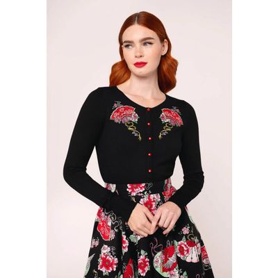 Foto van Hell Bunny | Cardigan Yuna met waaiers en bloemen borduursels
