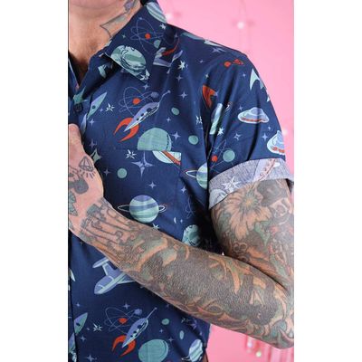 Foto van Run & Fly | Overhemd met korte mouw retro Cosmic Space