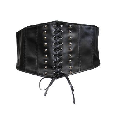 Zacharia | Gothic punk corset riem met elastiek studs en veter detail