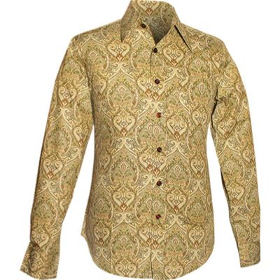 Foto van Chenaski | overhemd Seventies Paisley creme, groen, bruin