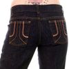 Afbeelding van Run & Fly | Jaren '70 donkere bellbottom jeans met gele stiksels, hoge taille 