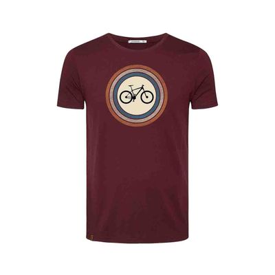 Foto van Green Bomb | T-shirt Bike target, velvet rain bordeaux bio katoen