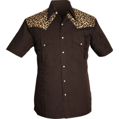 Foto van Chenaski | Overhemd korte mouw, Cowboy leopard black