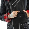 Afbeelding van Vixxsin | Zwarte punk jas Carlyle met tartan voering, studs gespen en ritsen