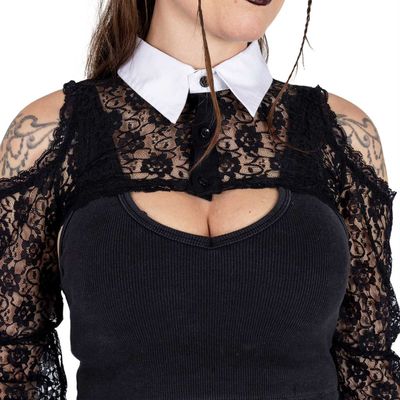 Foto van Heartless | Gothic bolero Lilith met wijde kanten mouwen en wit kraagje