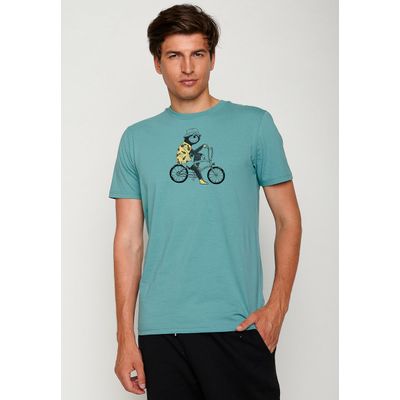 Foto van Green Bomb | T-shirt Animal sloth cruiser print, blauw bio katoen