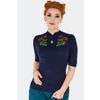 Afbeelding van Voodoo Vixen | Blauw jaren '80 truitje met korte mouwen met Venus Flytrap borduursel