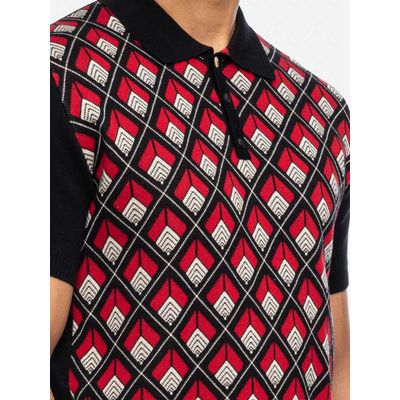 Foto van ATO Berlin | Polo Enky bio katoen met zwart rood retro patroon