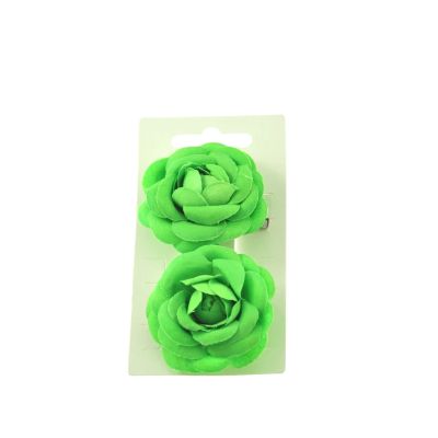 Zacharia | Paar, neon groene roosjes op haarclips 