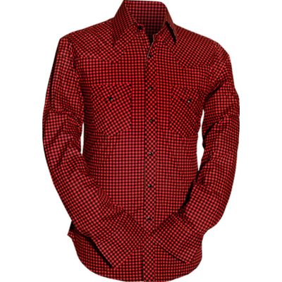 Chenaski | Rockabilly '50 cowboy overhemd, red black Scot