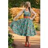 Afbeelding van Dolly and Dotty | Daisy Tropical Parrot vintage halterswing jurk met papagaai print