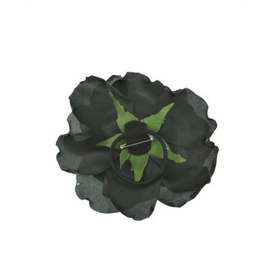 Foto van Zacharia | Grote zwarte roos aan elastiek en brochespeld 