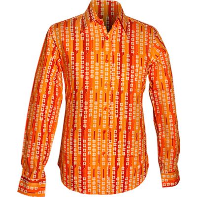 Foto van Chenaski | overhemd Seventies Shamrock oranje met klaverblaadjes
