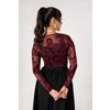 Afbeelding van Hell Bunny | Gothic top Cobra Charmer van burgundy mesh met slangen flockprint