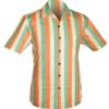 Afbeelding van Chenaski | Overhemd korte mouw, stripes creme, mint en oranje