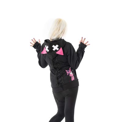 Foto van Cupcake Cult | Zipper-hoody met roze Kitty Mayhem print en een capuchon met katten oren