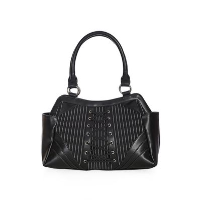 Foto van Banned | Handtas Black Core met pinstripe en corset detail