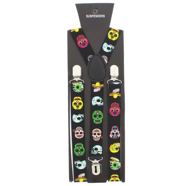 Zacharia | Bretels met sugar skulls, 3 clips
