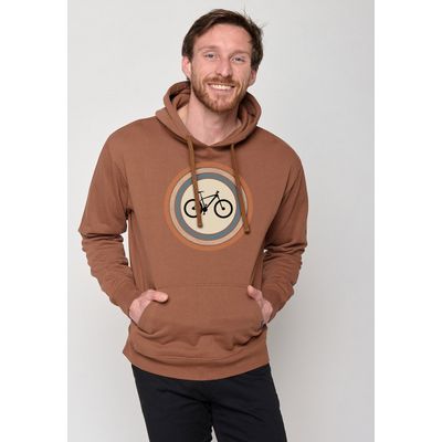 Foto van Green Bomb | Hoodie Bike target, wood bark bruin bio katoen