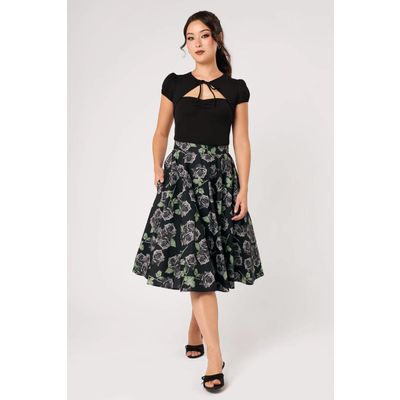 Foto van Hell Bunny | Jaren 50 rok Romance Noire zwart met rozen