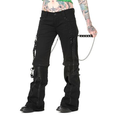 Foto van Banned | Broek Hellbound zwart met zwarte punk details