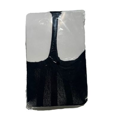 Foto van Flirt | Zwarte fijne fishnet panty met banen en uitgesneden garderbelt vorm