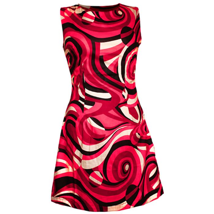 Chenaski | 70's A-lijn jurk, kinda wavy creme black red kopen? Simsalabim.