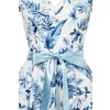 Afbeelding van Hell Bunny | Jaren '50 jurk Amazilia wit met blauw blad, vogels en een aangeknipte mouw