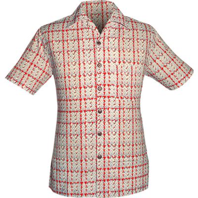 Chenaski | Overhemd korte mouw, Shinori mountains, creme grijs rood