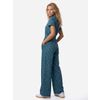 Afbeelding van ATO Berlin | Jumpsuit Olivia, teal petrol met grafisch waaier patroon