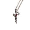 Afbeelding van Zacharia | Halsketting zwaard met slang en rode ruby hart, rhodium