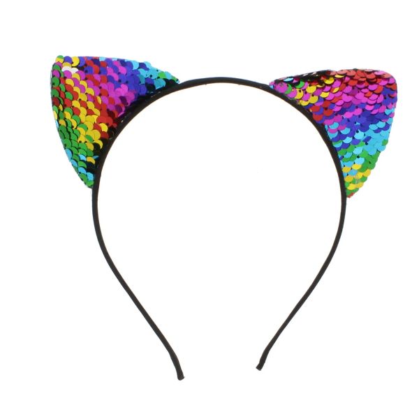 Zacharia | Haarband met regenboog pailletten kattenoren