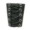 Afbeelding van Bullet69 | Brede zwarte leren armband met ringetjes en corset veter