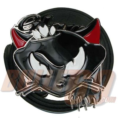 Bullet69 | Metalen black cat claw riem buckle, rood zilver zwart