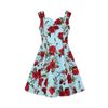 Afbeelding van Hearts and Roses | Kinderjurk Ditsy blauw met grote rode rozen