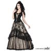 Afbeelding van Sinister | Lange gothic jurk Sheridan, Ivory onderlaag met zwart kanten overrokken